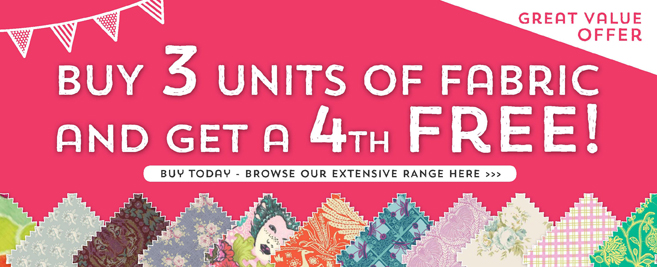 Buy 3 get 4th Free on Fabric at Stitch Craft Create